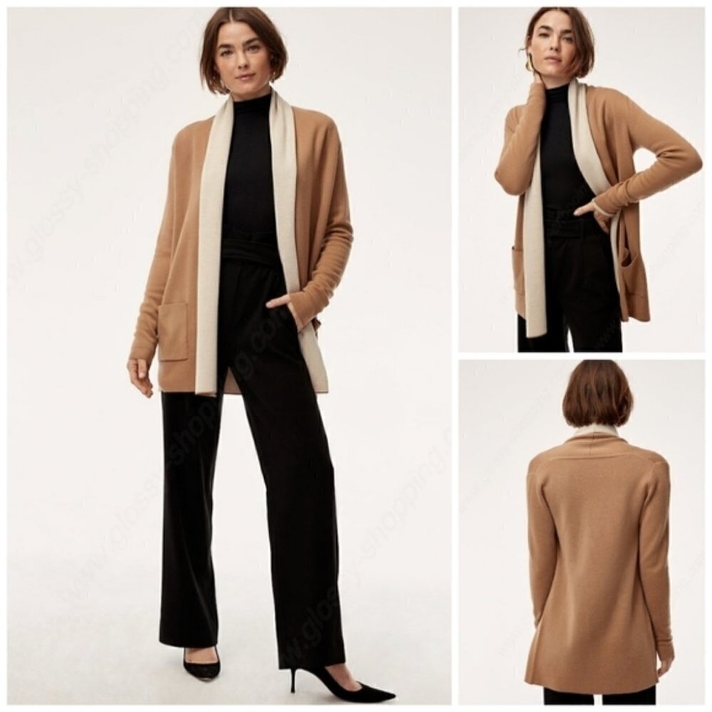 Aritzia Babaton | Beekman Merino Wool Open Cardigan in Camel